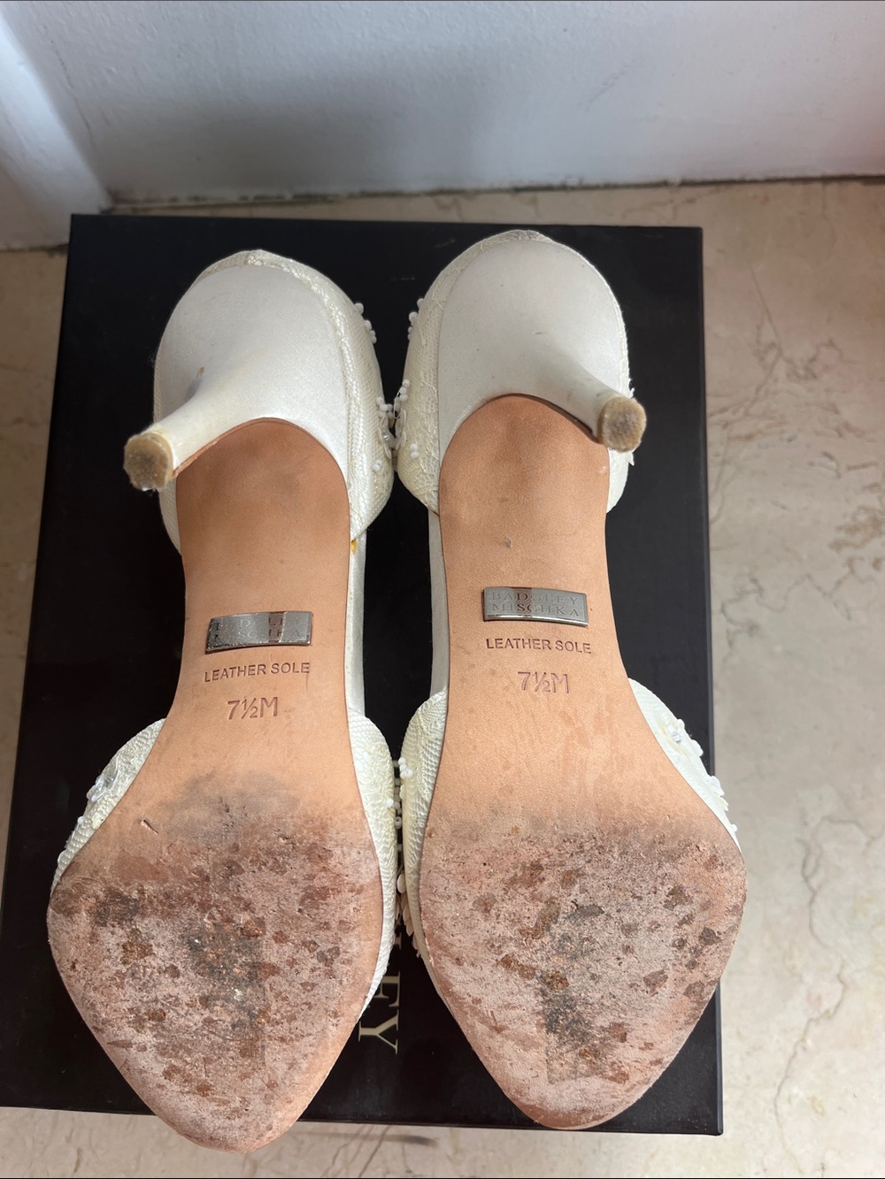 Badgley Mischka Cream Beaded D'Orsay Pointed-Toe Heels - Picture 4 of 5
